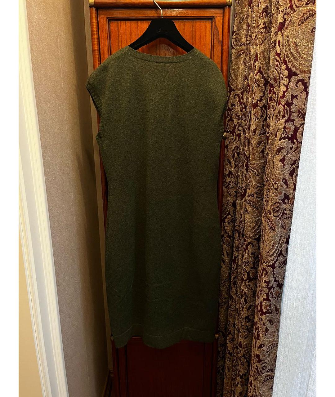 HERMES Зеленые кашемировое повседневное платье, фото 2