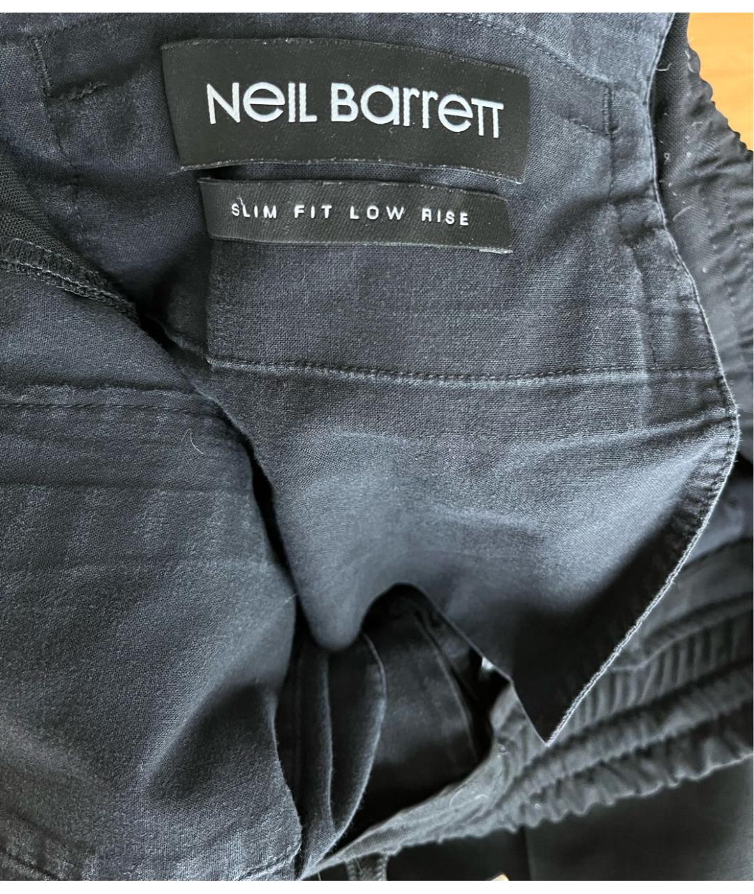 NEIL BARRETT Черные хлопко-эластановые повседневные брюки, фото 4