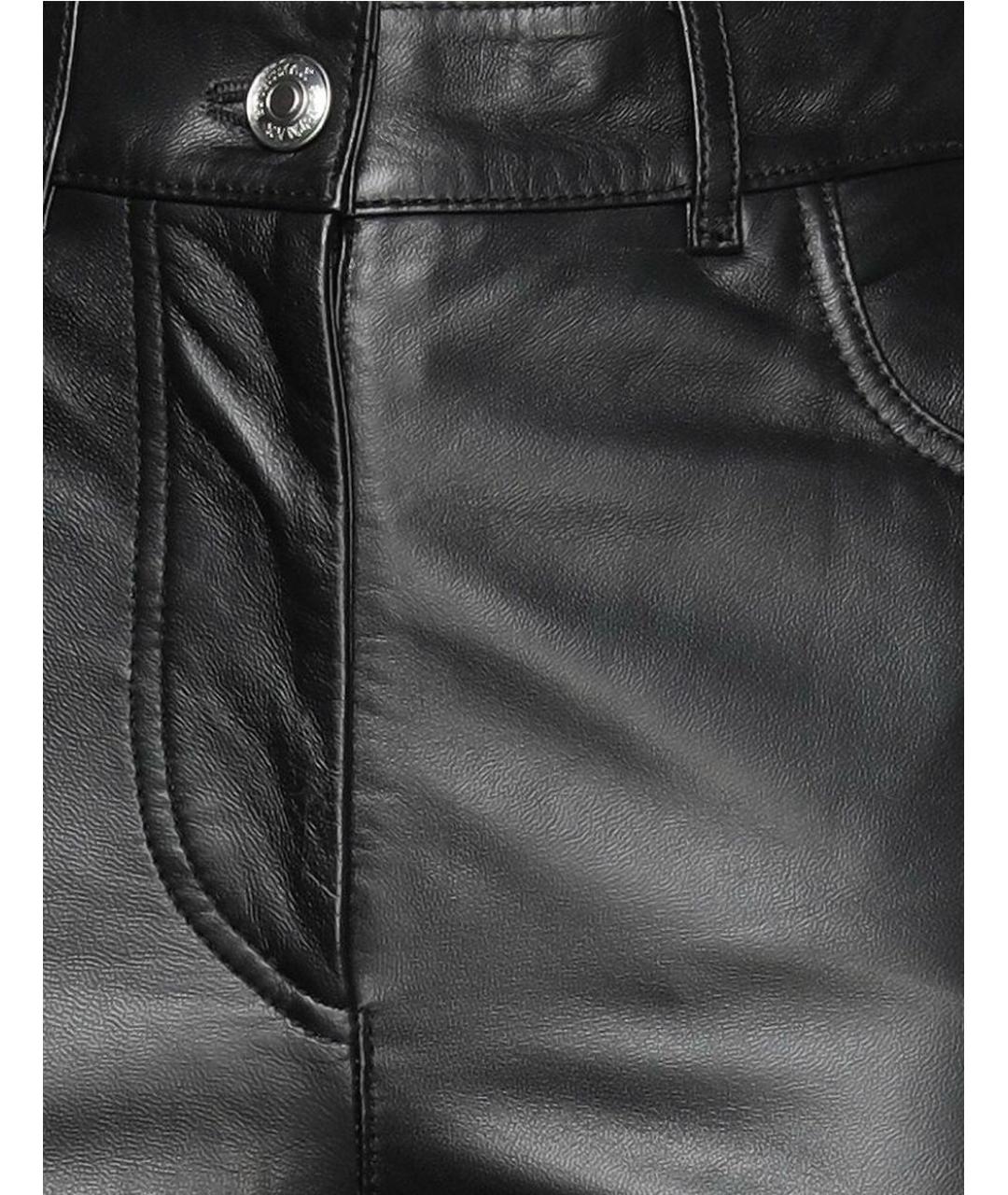 SPORTMAX Черные кожаные прямые брюки, фото 3