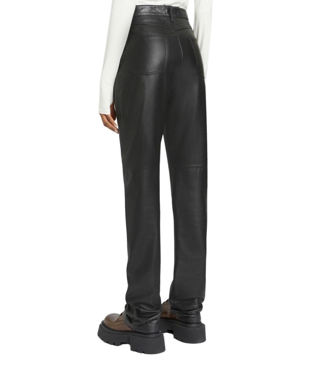 SPORTMAX Черные кожаные прямые брюки, фото 2
