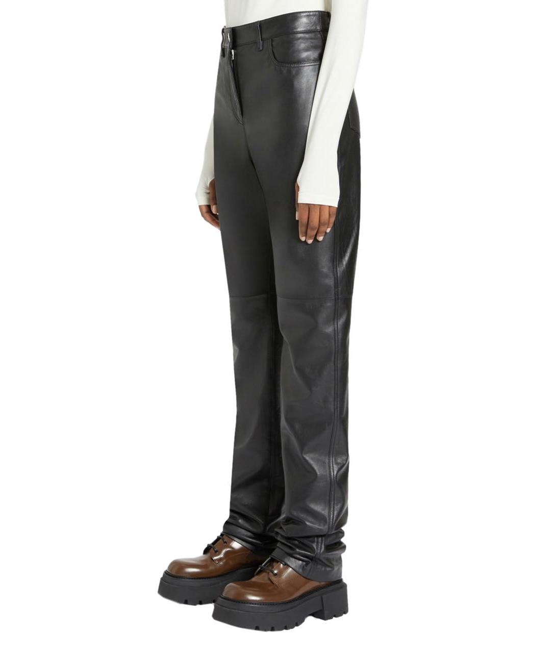 SPORTMAX Черные кожаные прямые брюки, фото 6