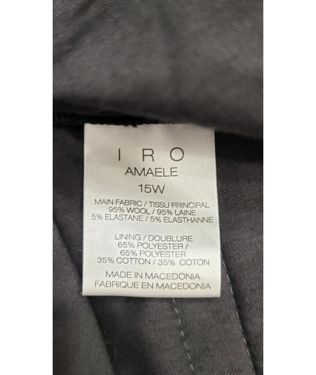 IRO Черные шерстяные прямые брюки, фото 4