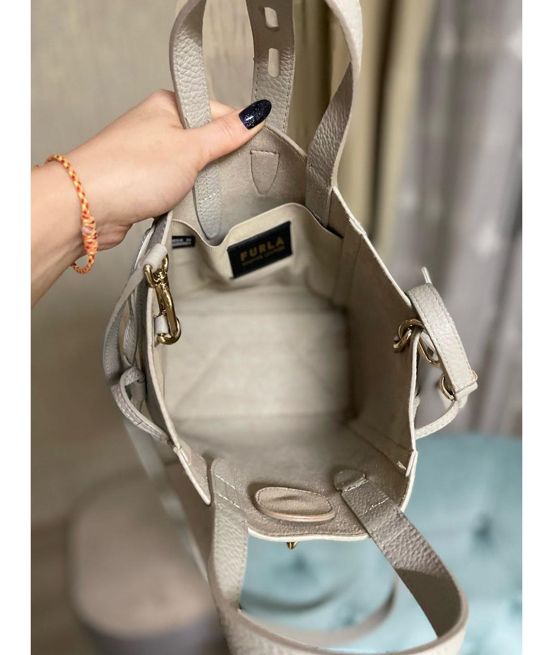 FURLA Серая кожаная сумка тоут, фото 4