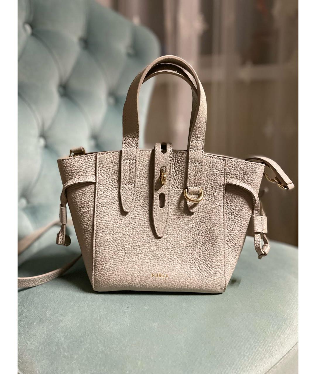 FURLA Серая кожаная сумка тоут, фото 8