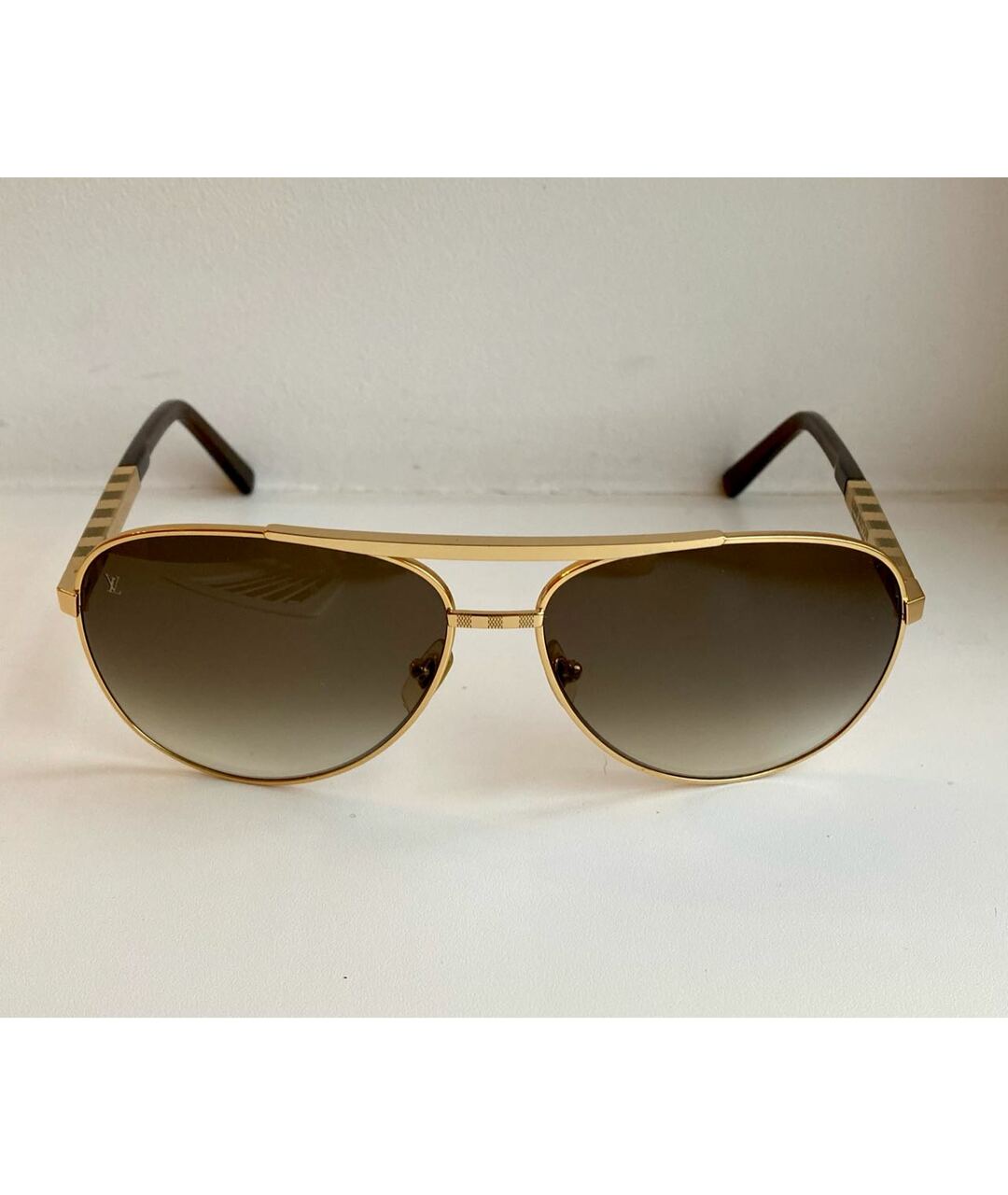 LOUIS VUITTON PRE-OWNED Золотые металлические солнцезащитные очки, фото 2