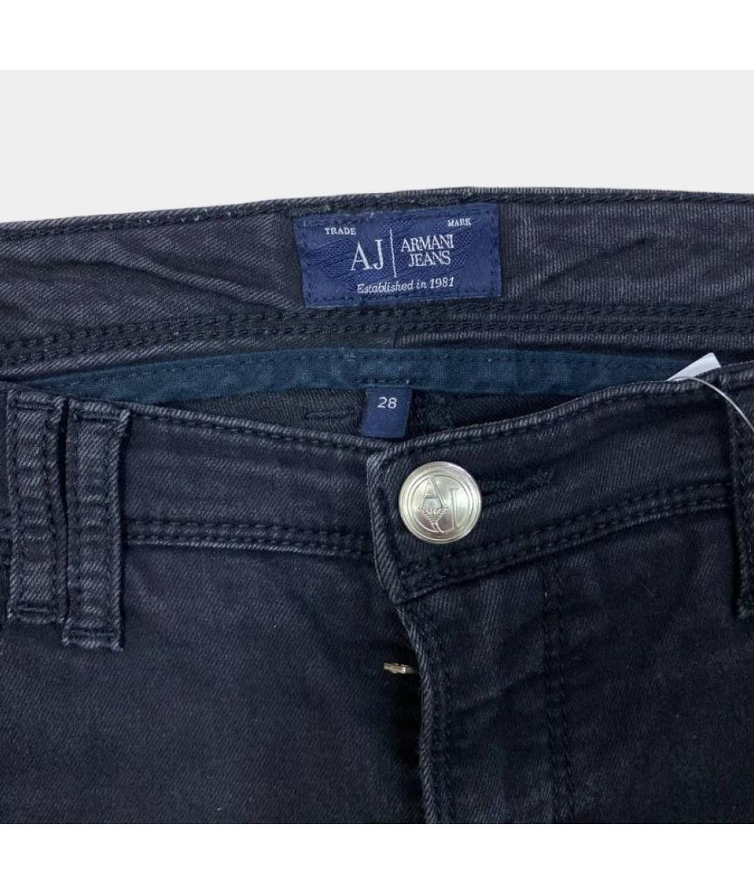 ARMANI JEANS Черные хлопко-эластановые джинсы слим, фото 3