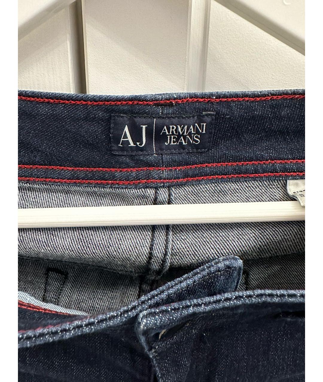 ARMANI JEANS Темно-синие хлопко-эластановые прямые джинсы, фото 4