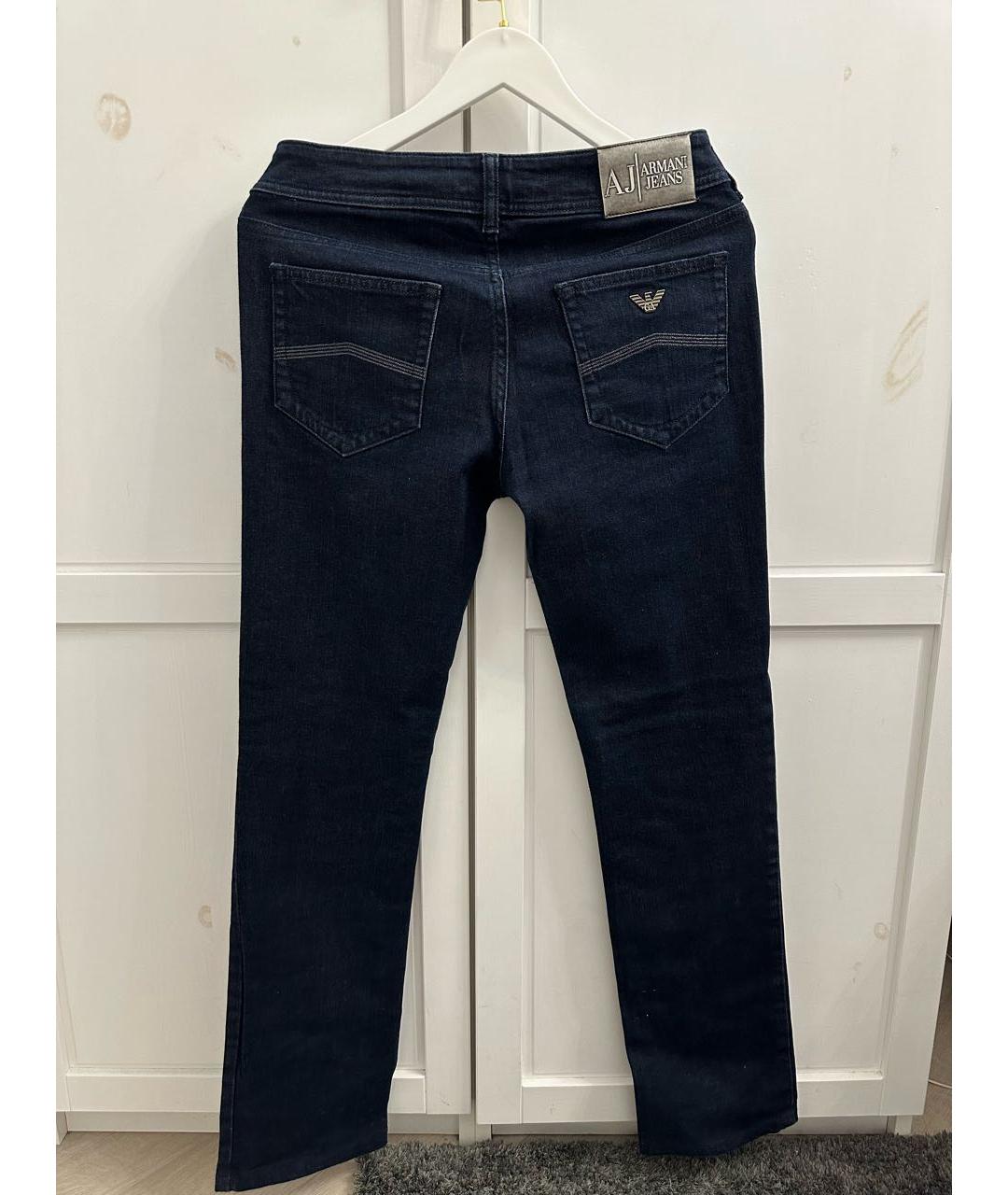 ARMANI JEANS Темно-синие хлопко-эластановые прямые джинсы, фото 2