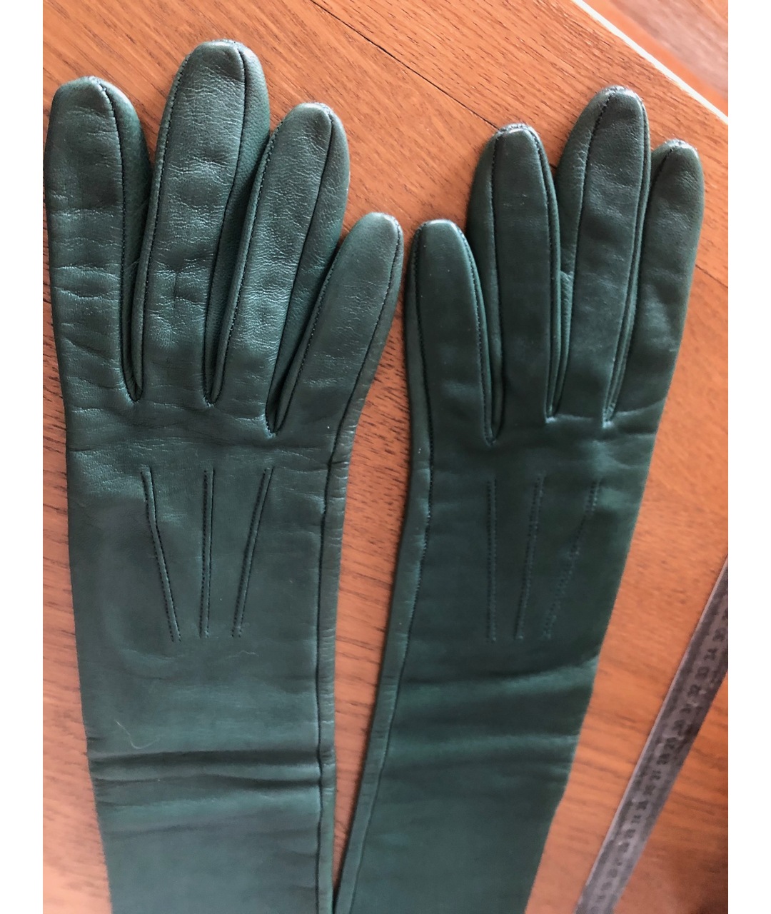 CELINE PRE-OWNED Зеленые кожаные перчатки, фото 4