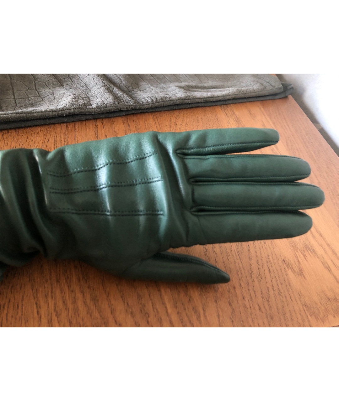 CELINE PRE-OWNED Зеленые кожаные перчатки, фото 8