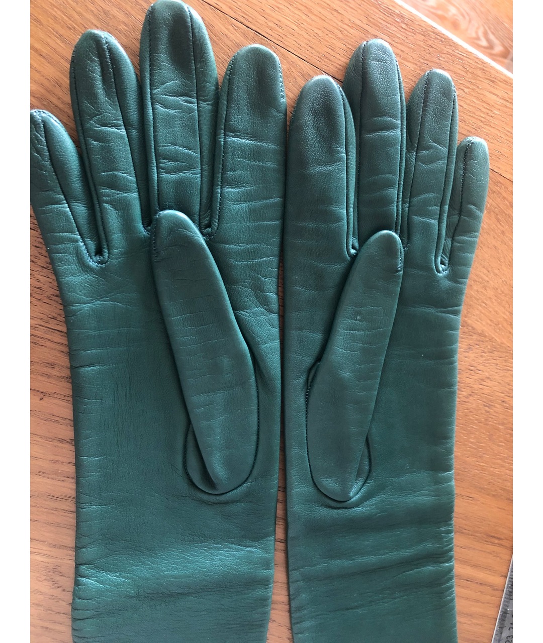 CELINE PRE-OWNED Зеленые кожаные перчатки, фото 2