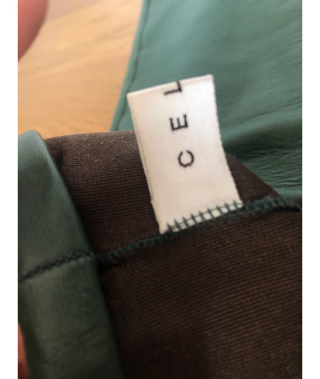 CELINE PRE-OWNED Зеленые кожаные перчатки, фото 5
