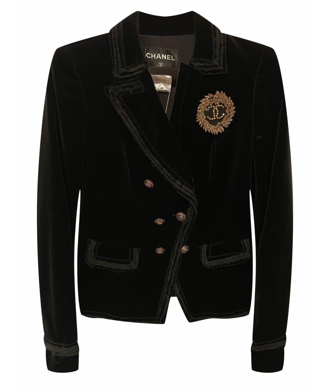 CHANEL Черный бархатный жакет/пиджак, фото 1