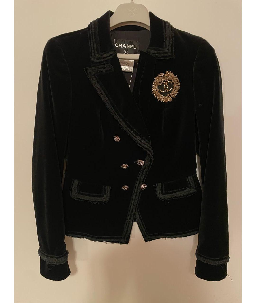 CHANEL Черный бархатный жакет/пиджак, фото 9