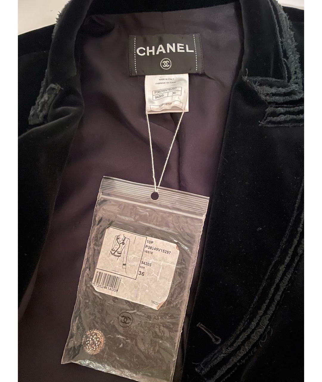 CHANEL Черный бархатный жакет/пиджак, фото 4