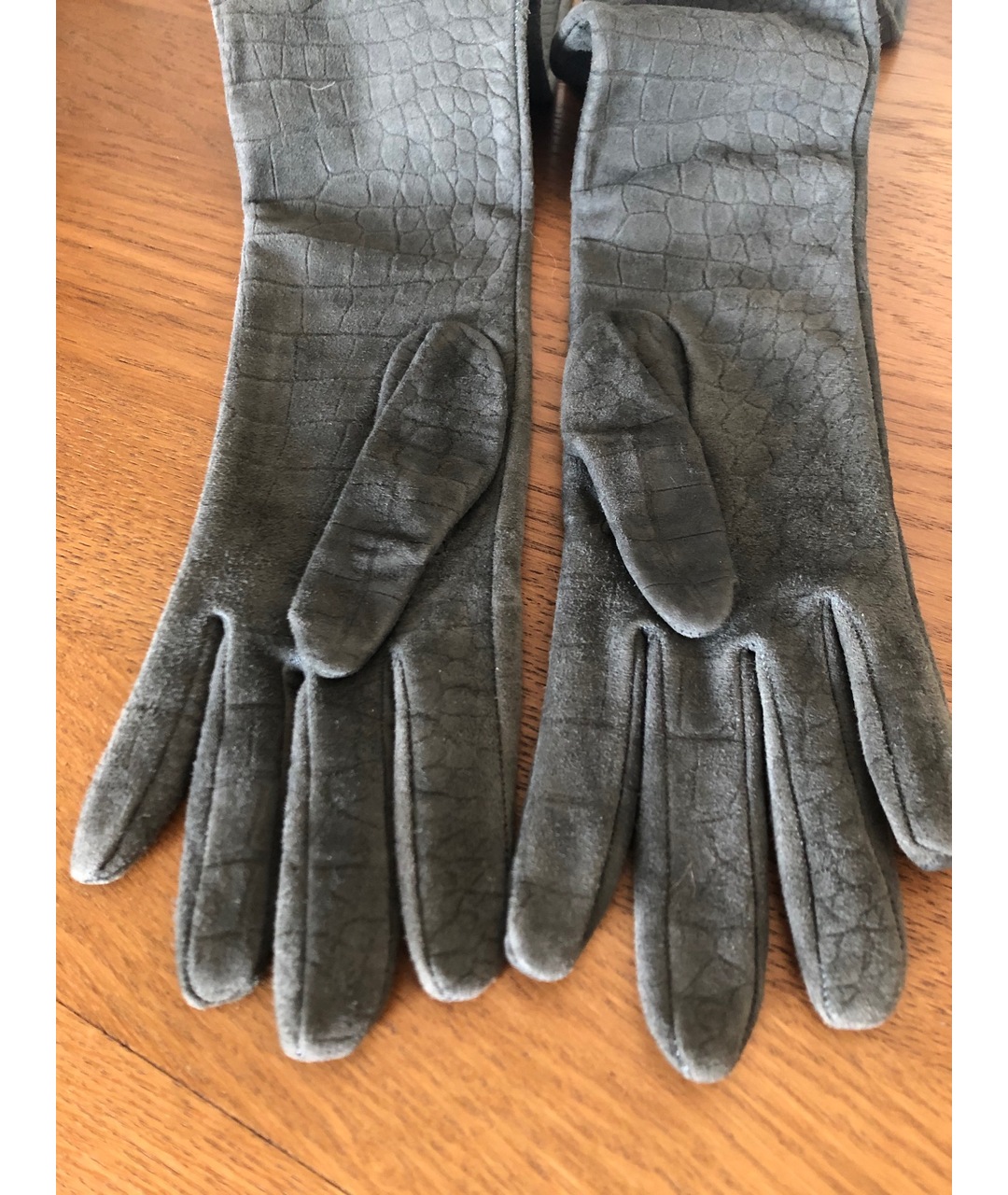 SAINT LAURENT Серые кожаные перчатки, фото 2