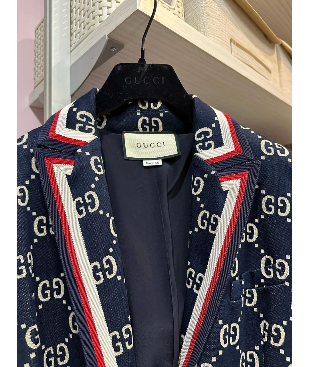 GUCCI Темно-синий хлопковый жакет/пиджак, фото 3