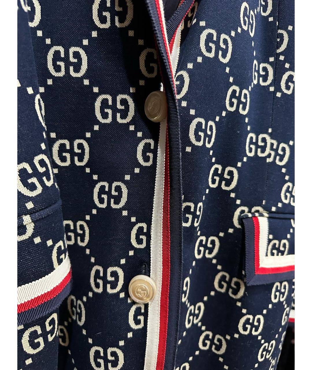 GUCCI Темно-синий хлопковый жакет/пиджак, фото 5