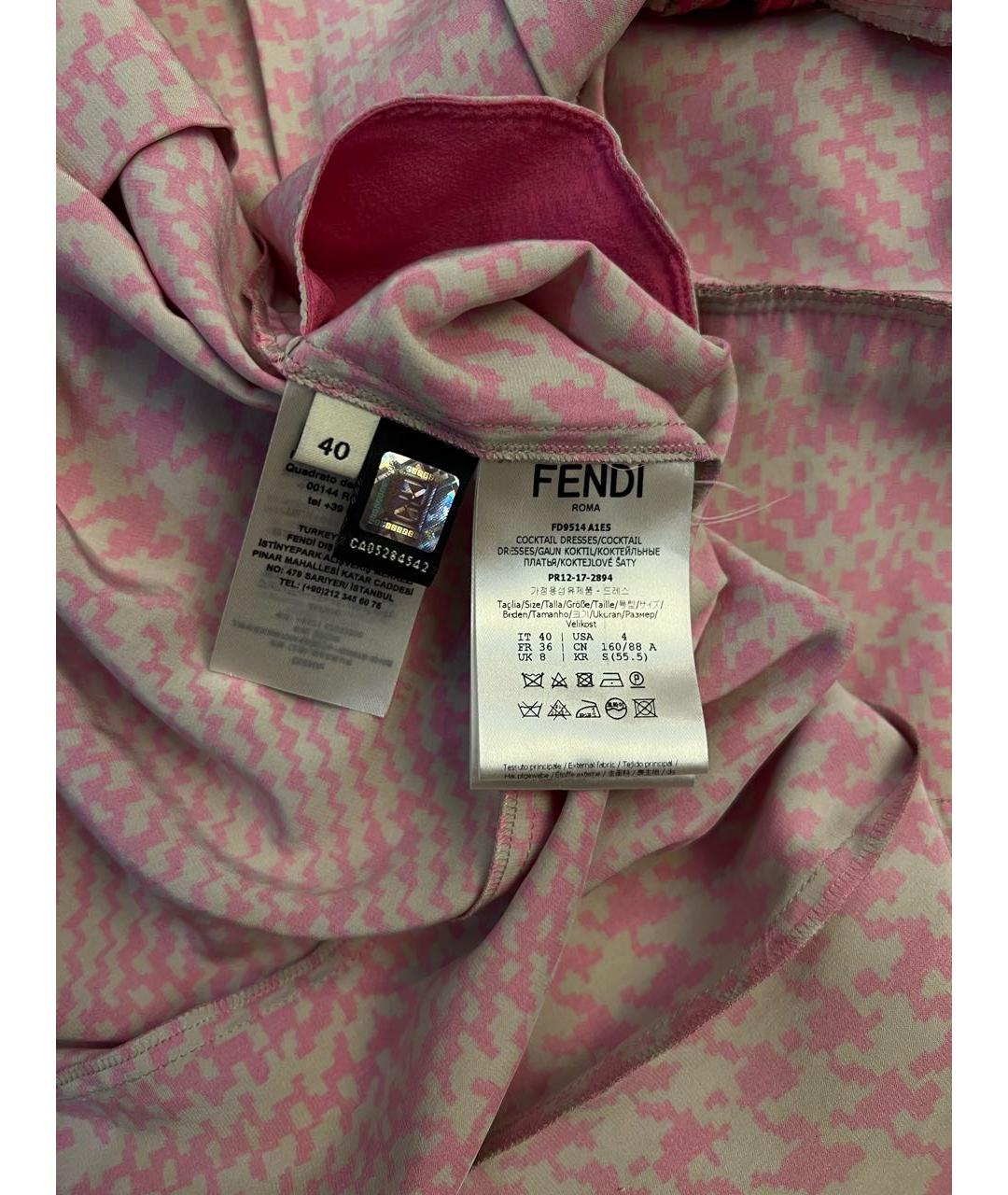 FENDI Розовое шелковое коктейльное платье, фото 4