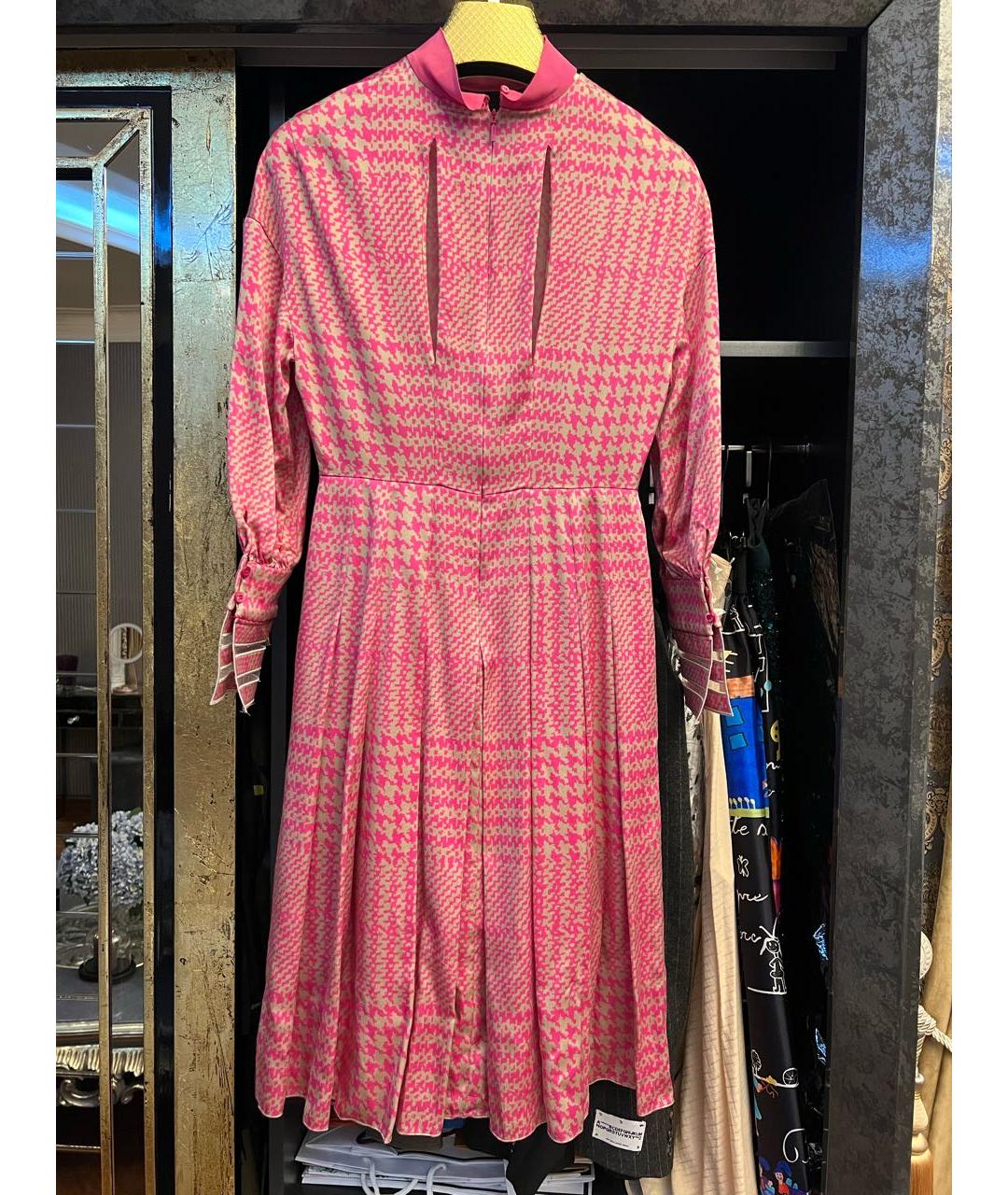 FENDI Розовое шелковое коктейльное платье, фото 2