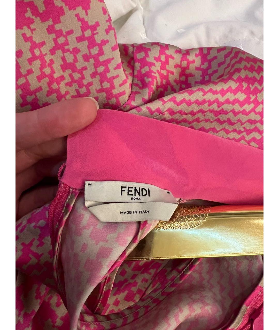 FENDI Розовое шелковое коктейльное платье, фото 3