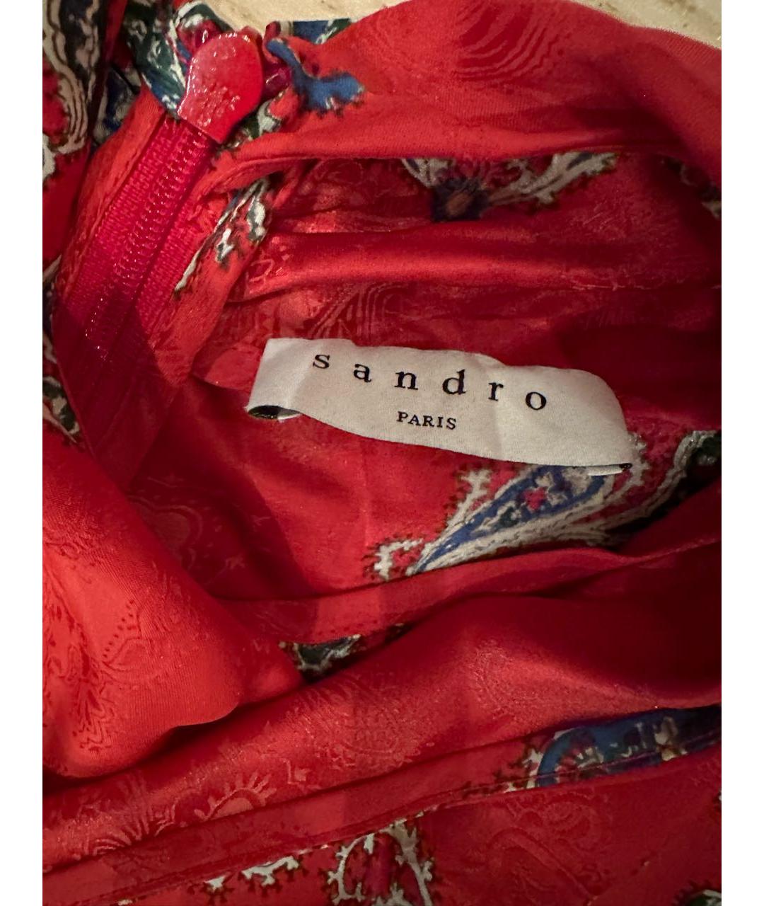SANDRO Красное шелковое повседневное платье, фото 3
