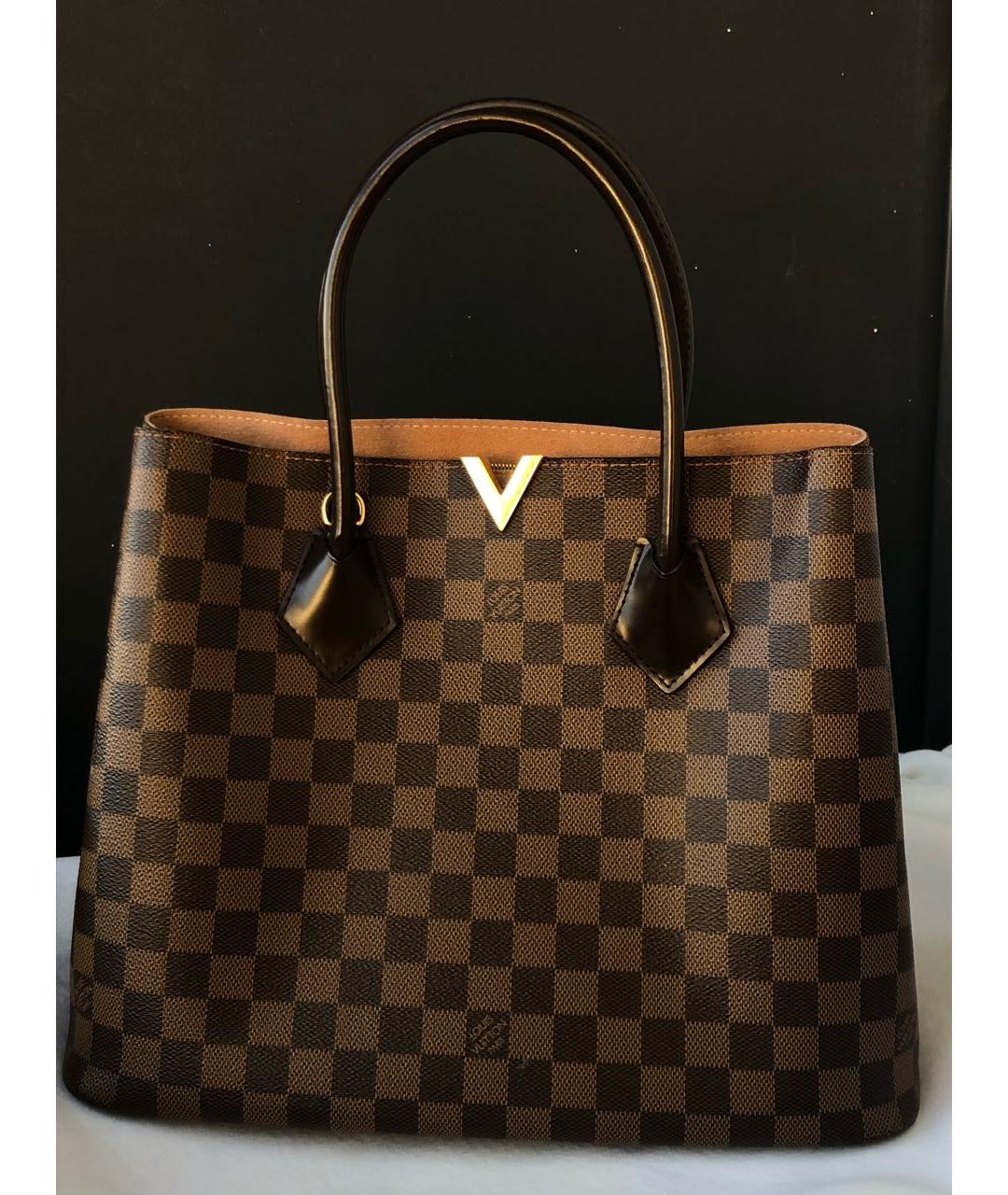 LOUIS VUITTON Коричневая сумка с короткими ручками из искусственной кожи, фото 7