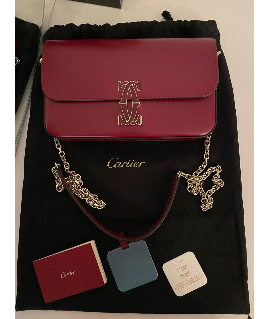 CARTIER Бордовая кожаная сумка через плечо, фото 2