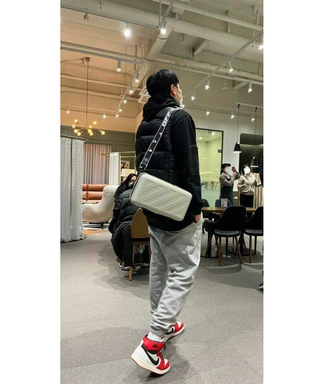 OFF-WHITE Серая жаккардовая сумка на плечо, фото 5