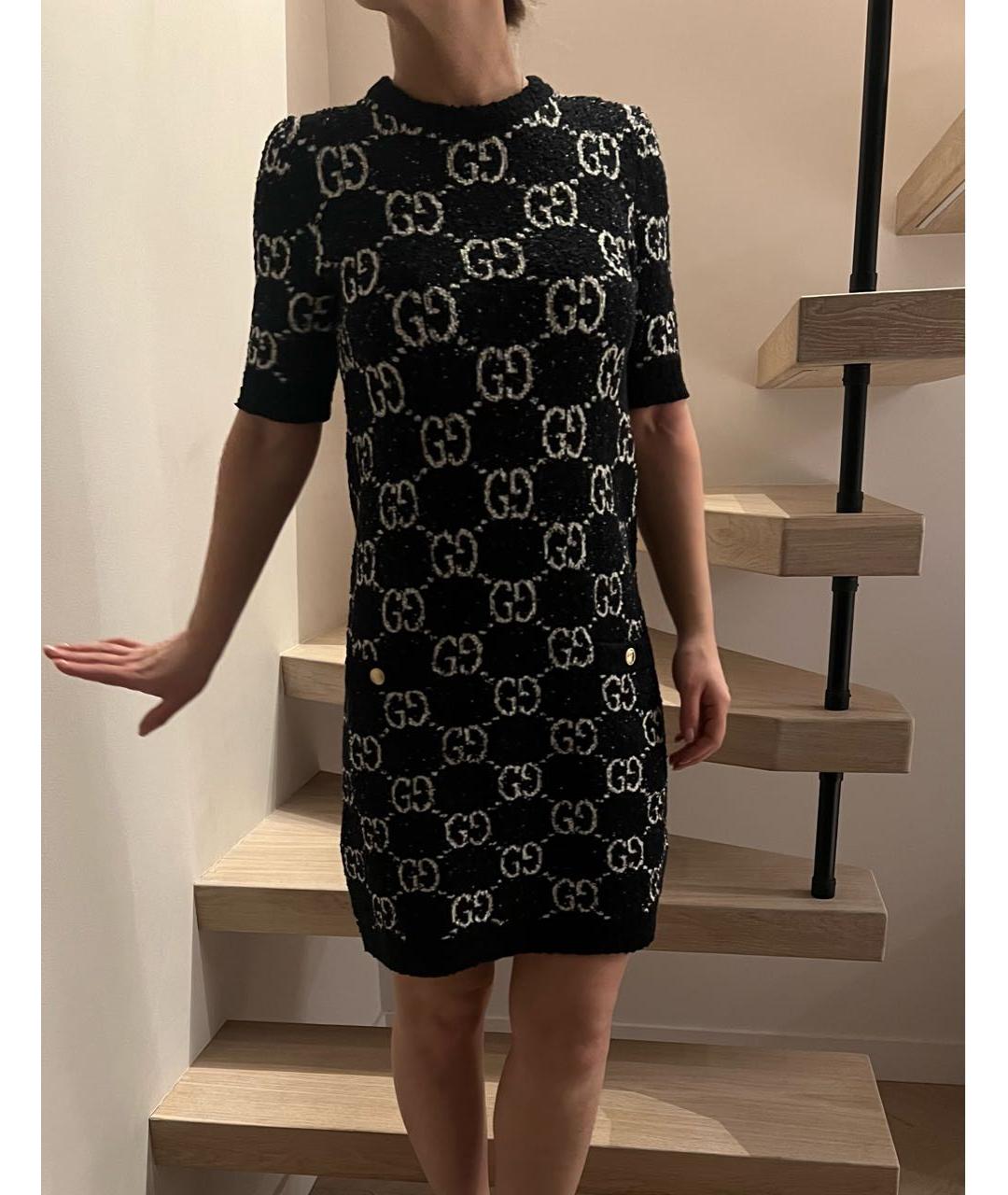 GUCCI Черное шерстяное повседневное платье, фото 4