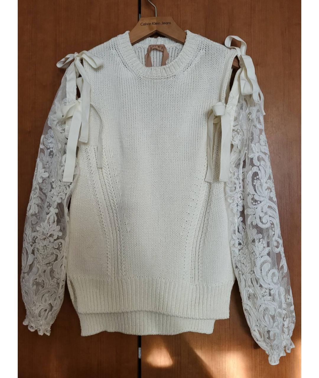 NO. 21 Белый хлопковый джемпер / свитер, фото 9