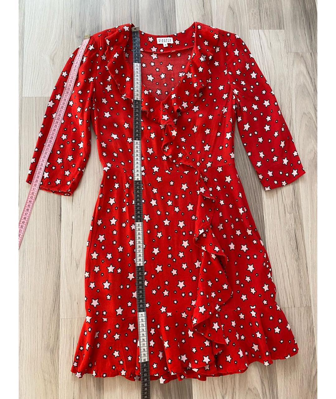 Claudie Pierlot Красное вискозное повседневное платье, фото 7