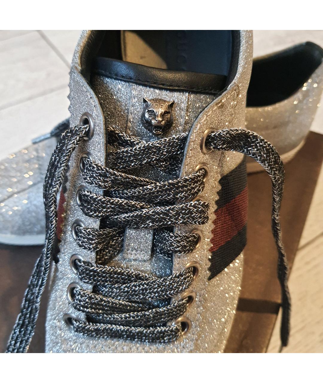 GUCCI Серебряные резиновые кроссовки, фото 7