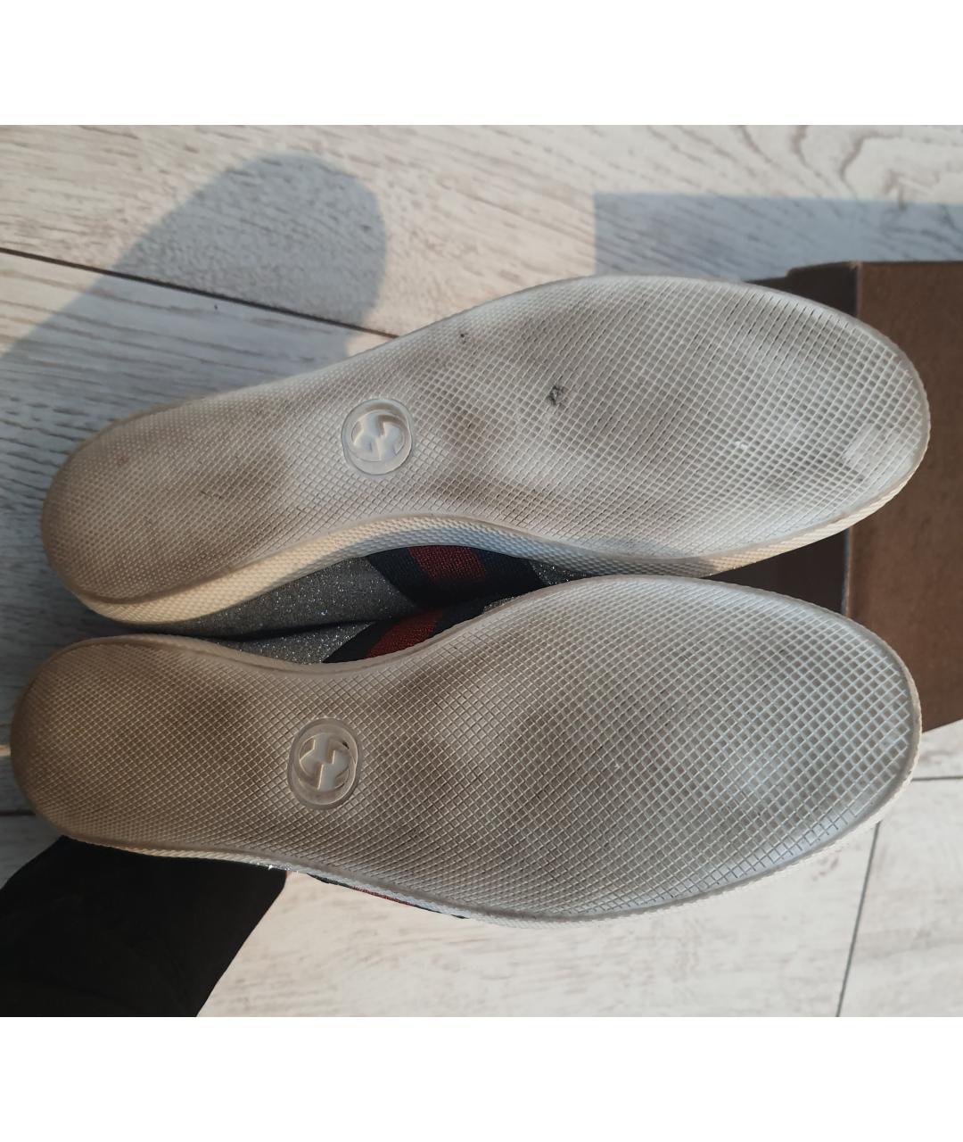 GUCCI Серебряные резиновые кроссовки, фото 5