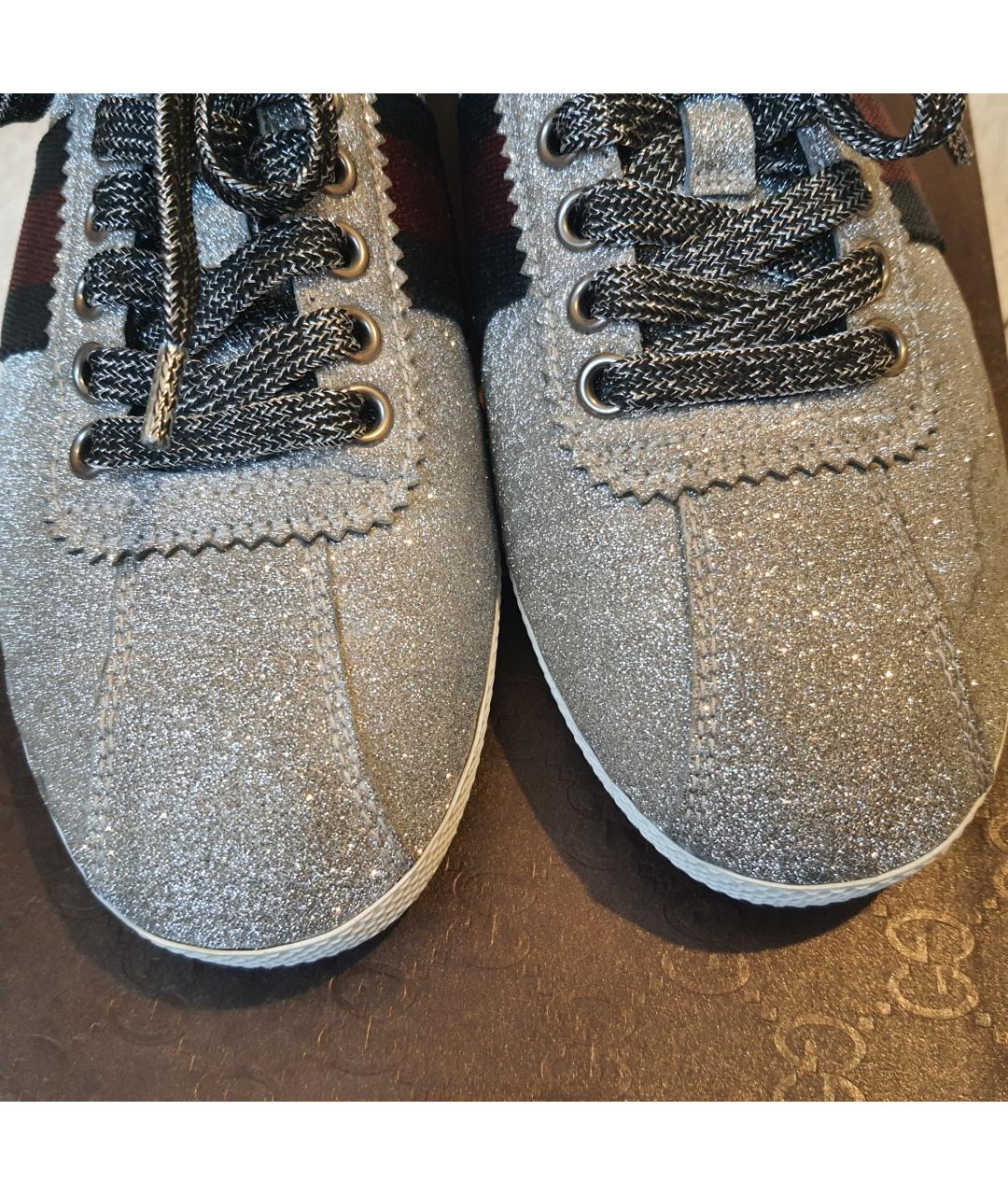 GUCCI Серебряные резиновые кроссовки, фото 6