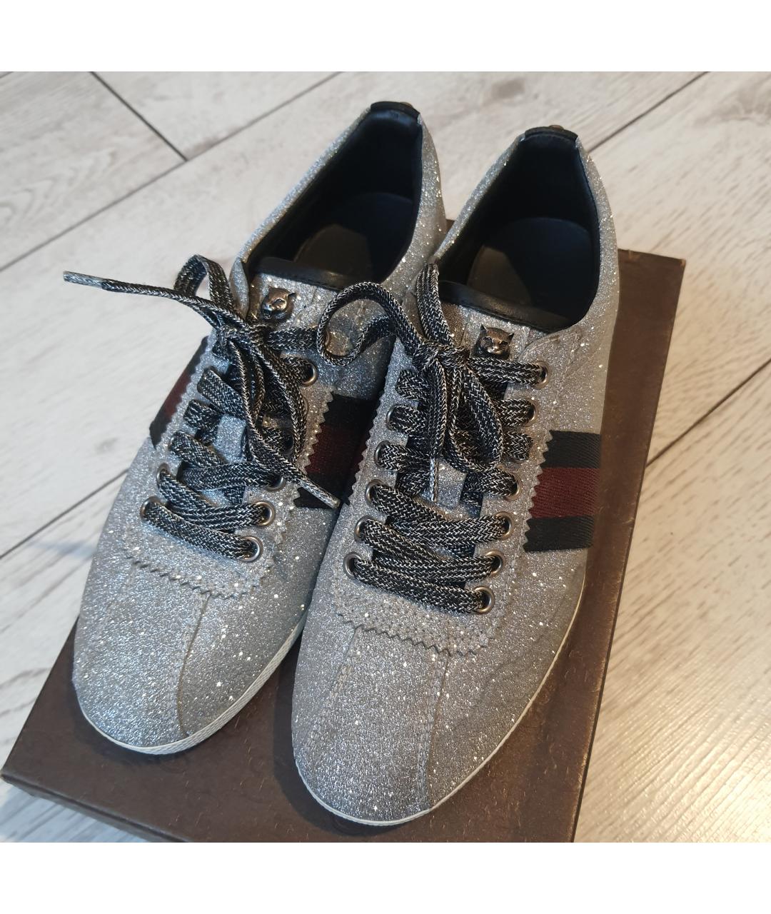 GUCCI Серебряные резиновые кроссовки, фото 3