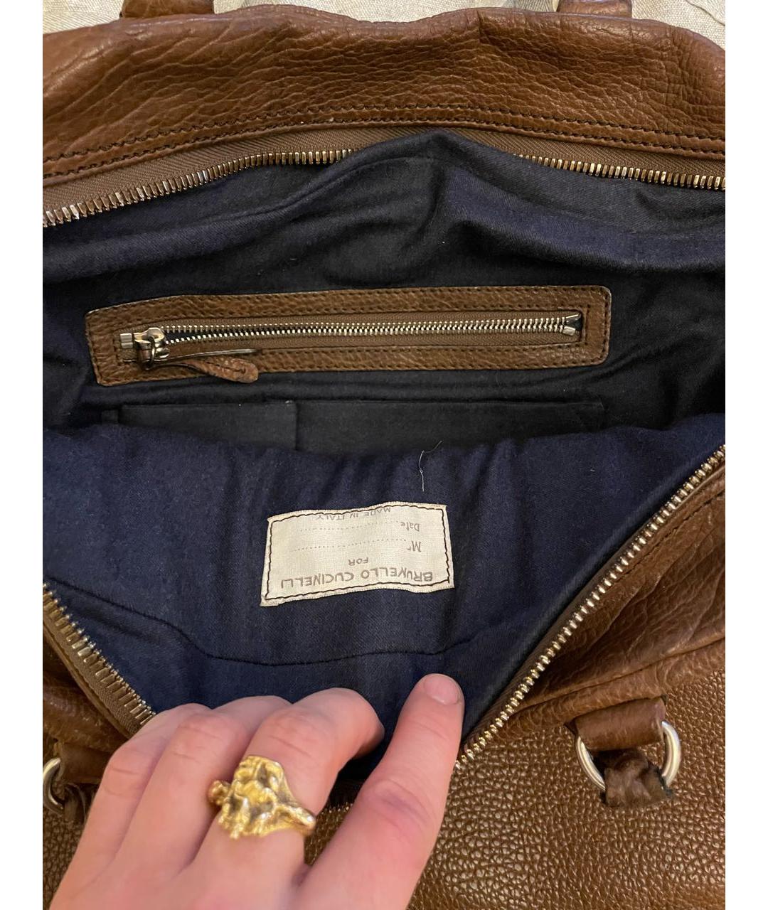 BRUNELLO CUCINELLI Коричневый кожаный портфель, фото 7