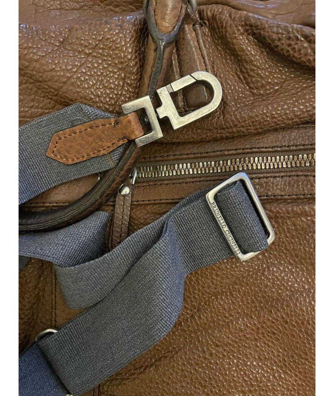 BRUNELLO CUCINELLI Коричневый кожаный портфель, фото 2