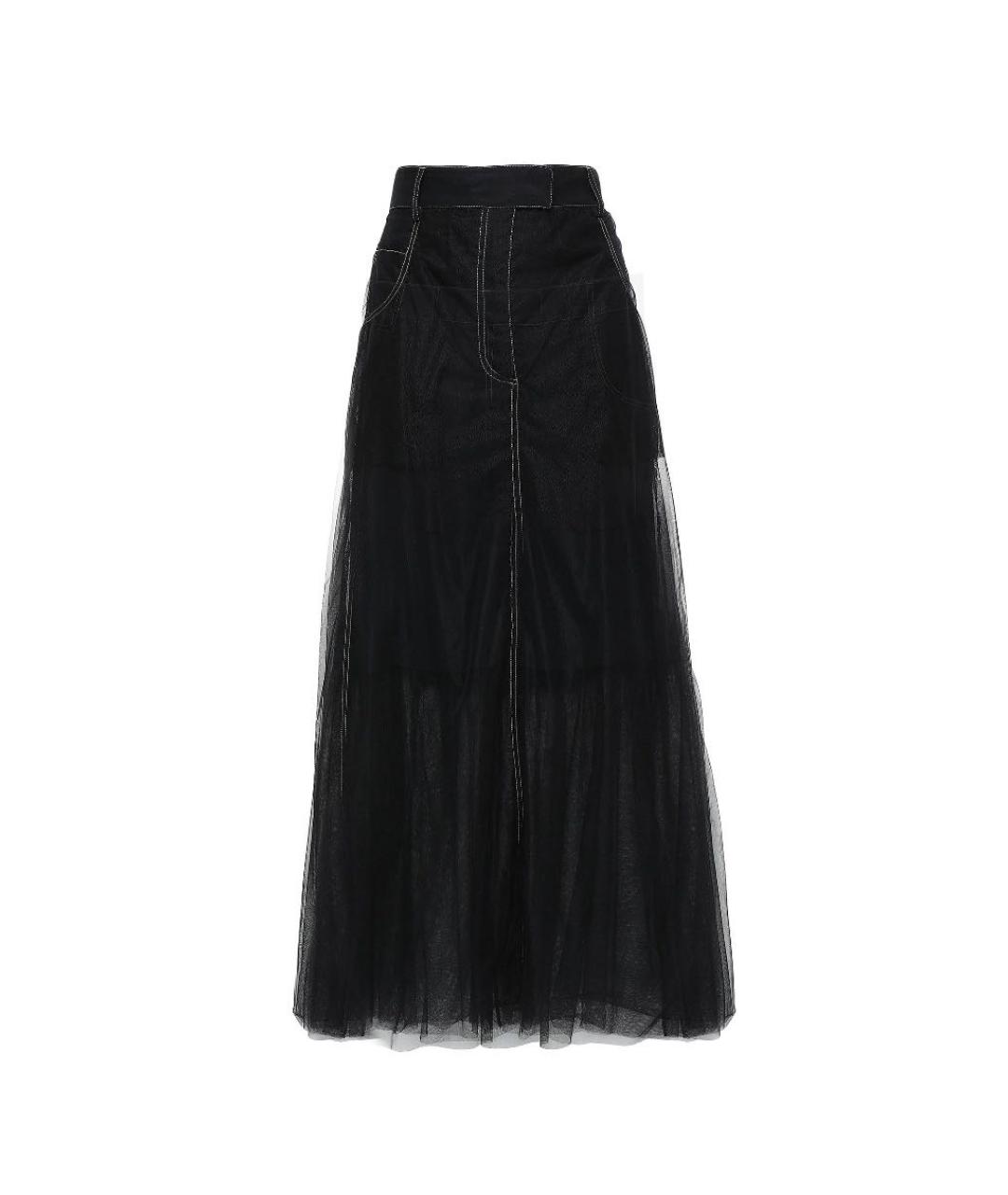BRUNELLO CUCINELLI Черная сетчатая юбка макси, фото 8