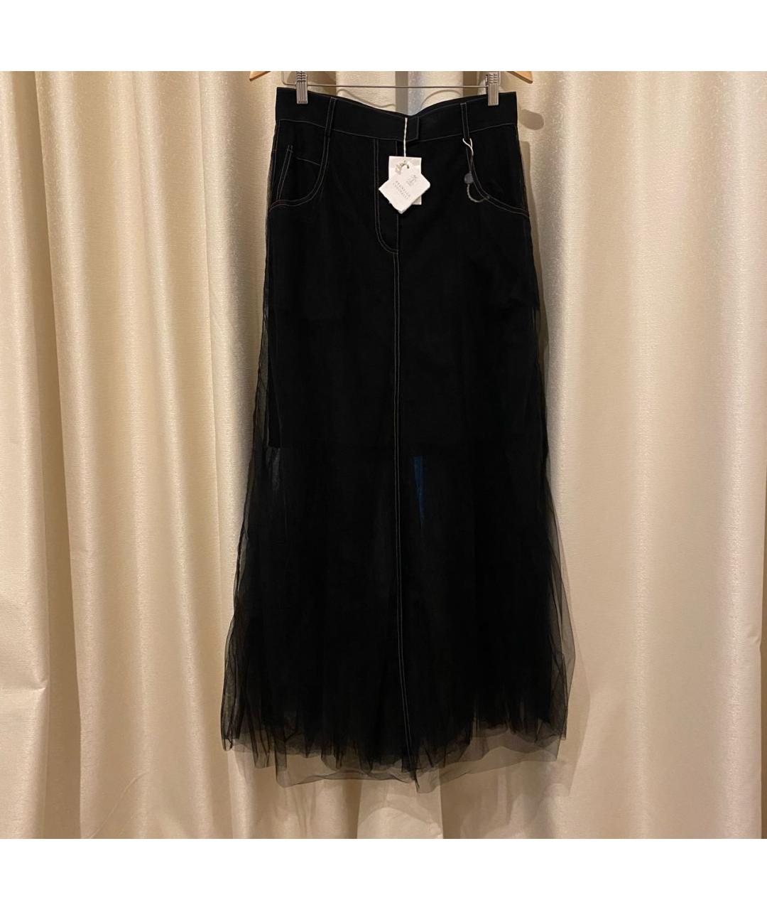 BRUNELLO CUCINELLI Черная сетчатая юбка макси, фото 4