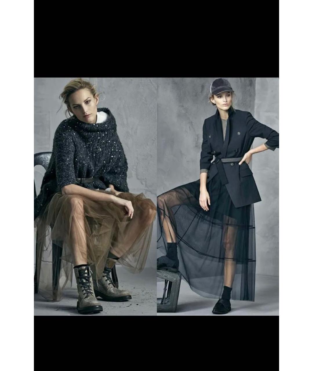 BRUNELLO CUCINELLI Черная сетчатая юбка макси, фото 7