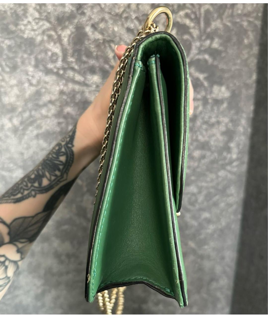 VALENTINO Зеленая кожаная сумка через плечо, фото 6