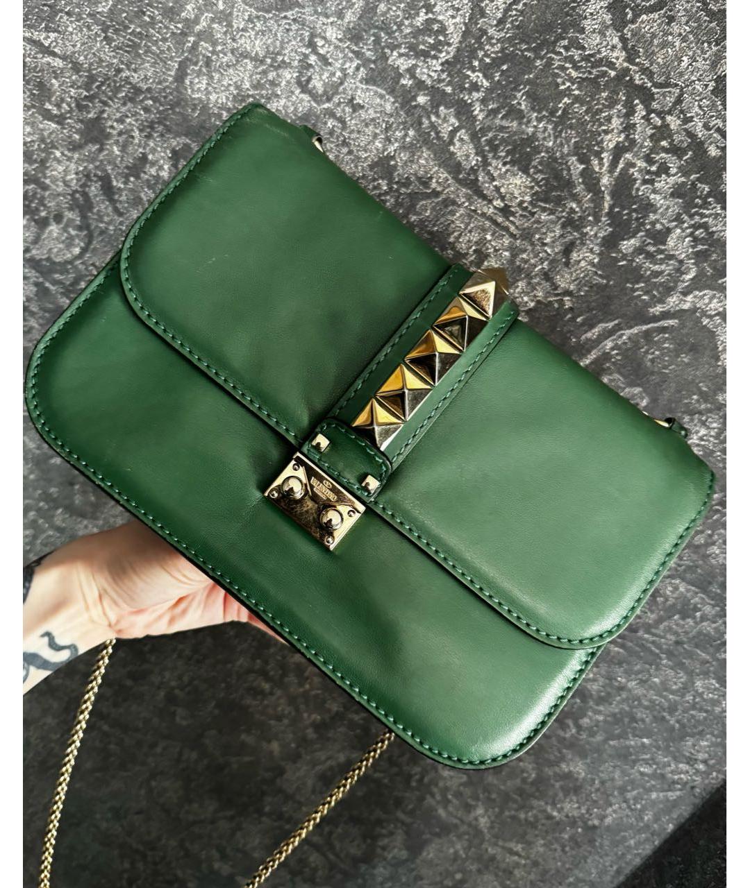 VALENTINO Зеленая кожаная сумка через плечо, фото 8