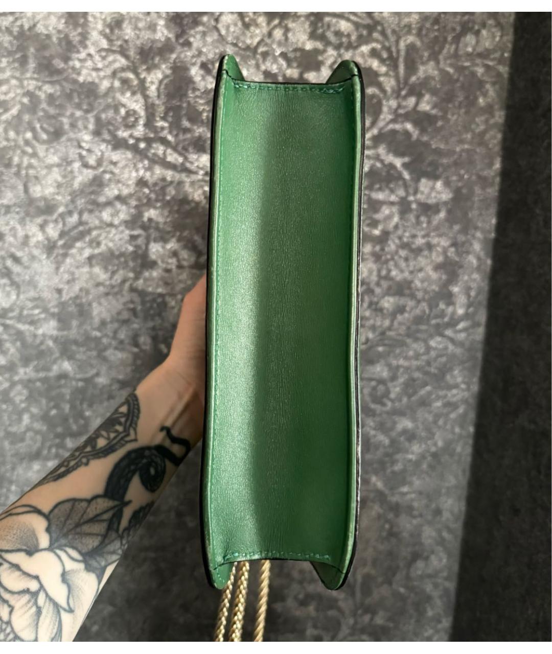 VALENTINO Зеленая кожаная сумка через плечо, фото 7