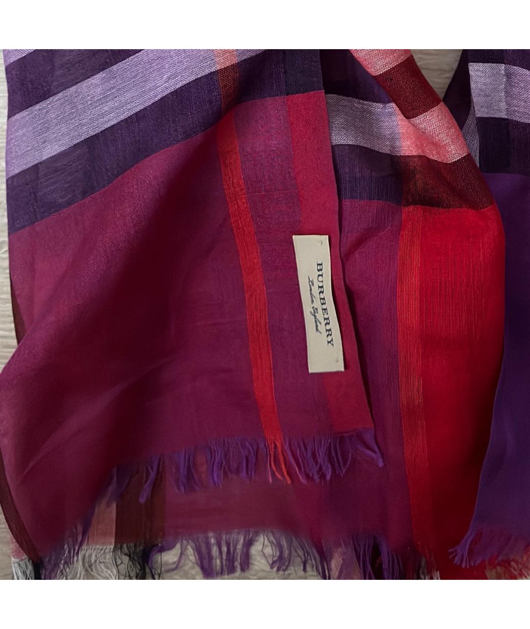 BURBERRY Красный хлопковый шарф, фото 3