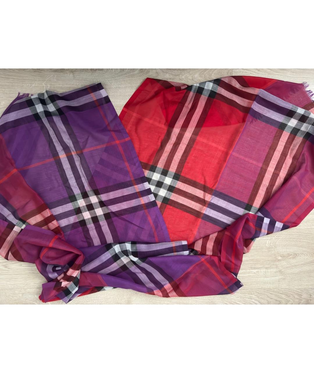 BURBERRY Красный хлопковый шарф, фото 4