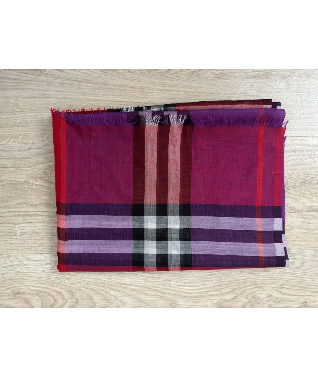 BURBERRY Красный хлопковый шарф, фото 5
