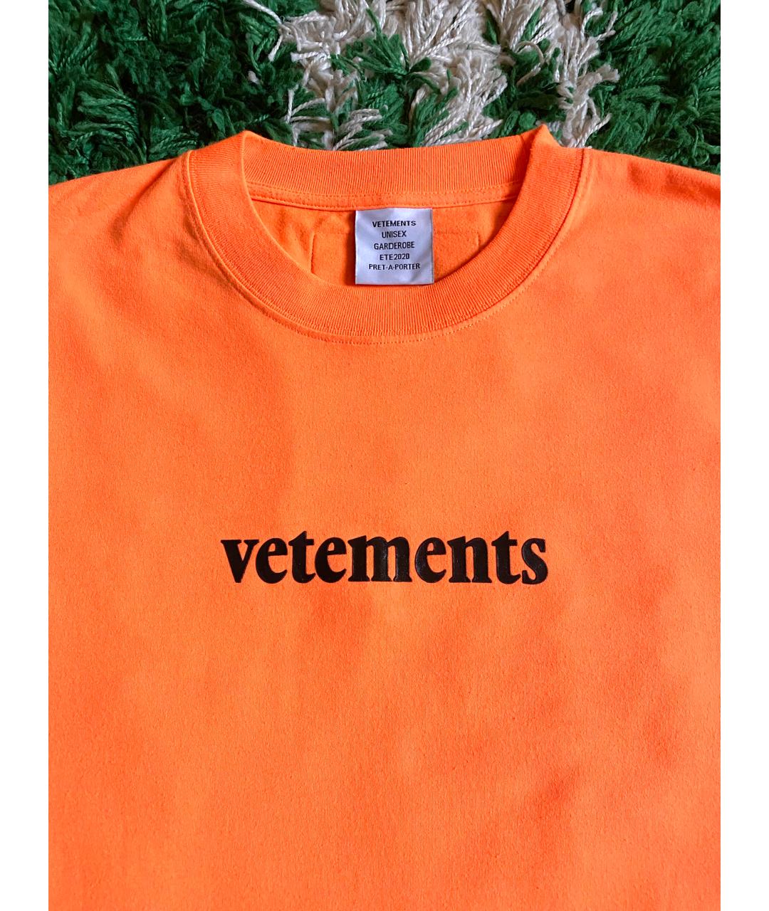 VETEMENTS Оранжевая хлопковая футболка, фото 8