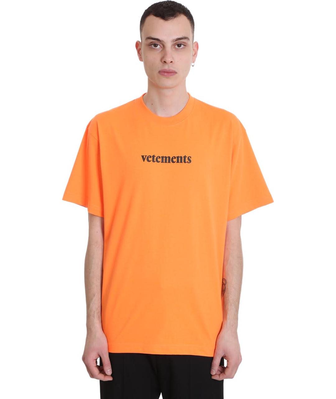 VETEMENTS Оранжевая хлопковая футболка, фото 9