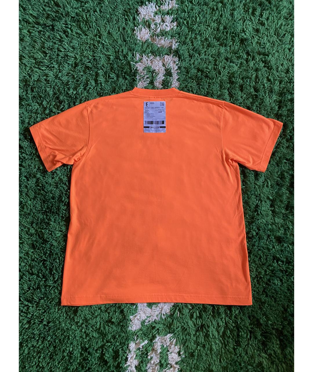 VETEMENTS Оранжевая хлопковая футболка, фото 2